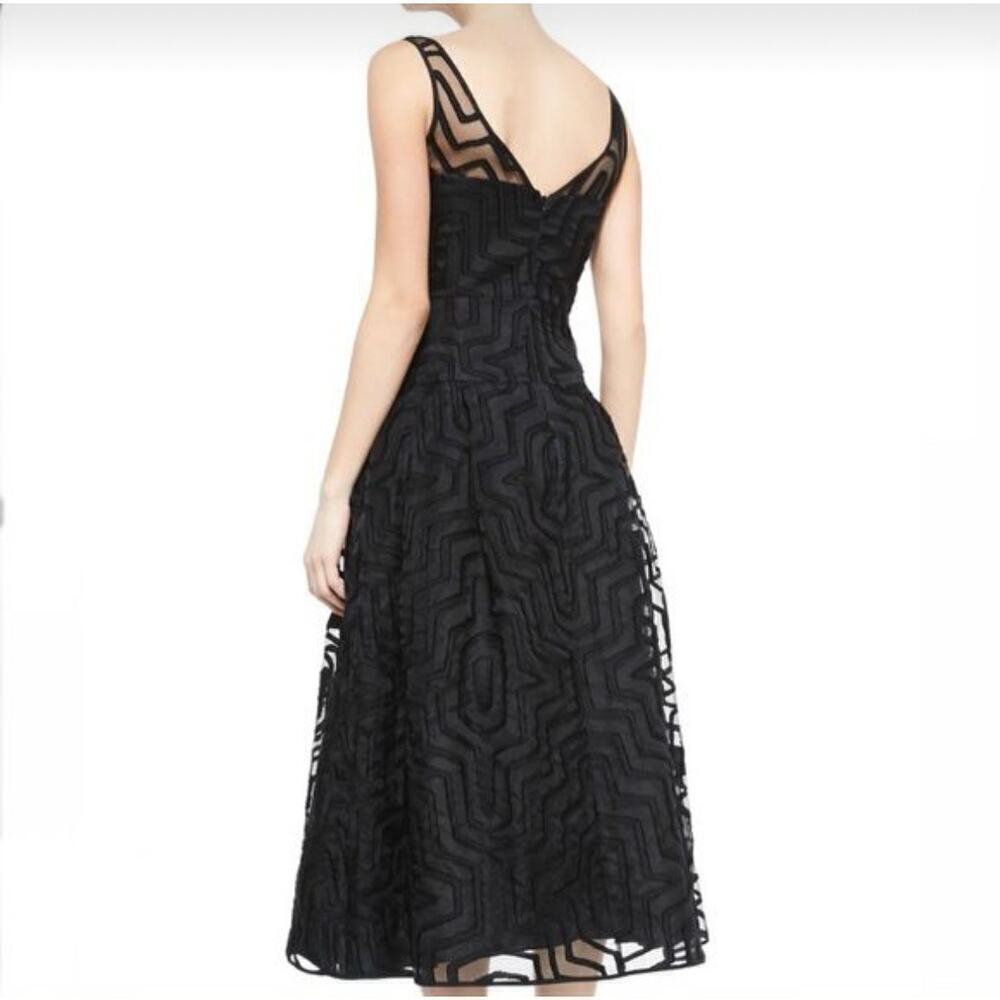Milly Olivia Black Illusion Cocktail Dress Sleeveless Midi Gown Size 4 - Picture 2 of 16